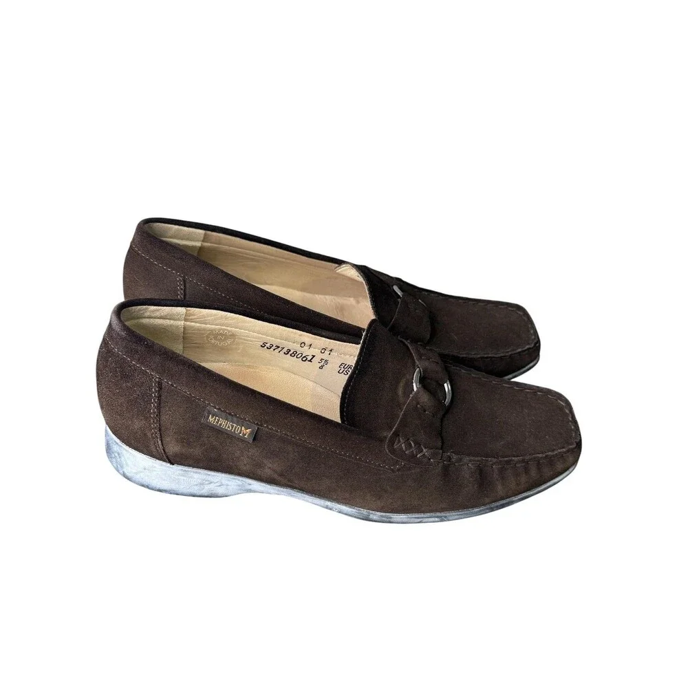 Mephisto Cool-Air Loafer Shoes Womens Size 8 Brown Suede Slip On Comfort Walking